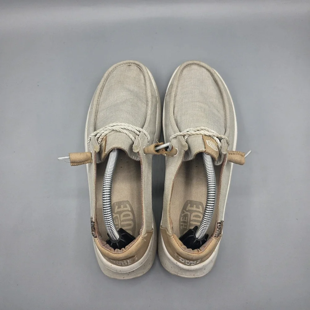 Hey Dude Wendy Peak Shoes Womens 7 Beige Platform‎ Woven Loafer Slip On